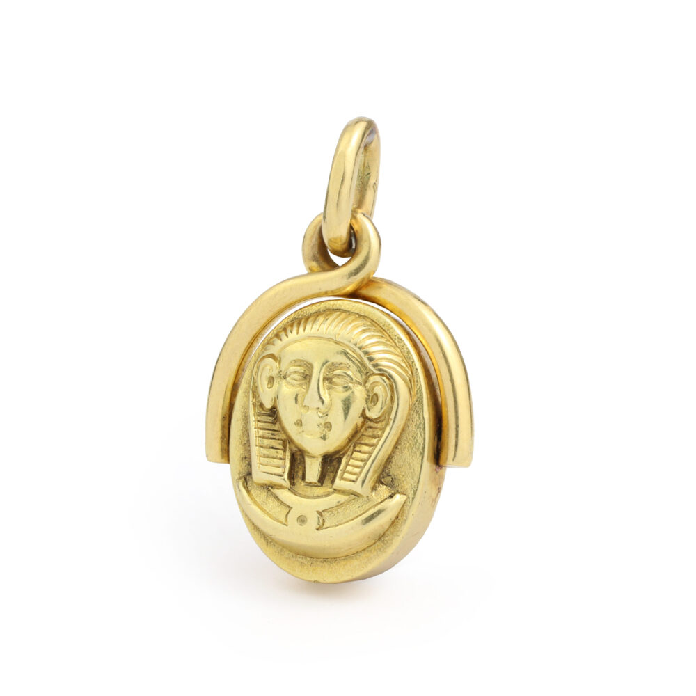 Antique Pharaoh Gold and Carnelian Spinner Pendant