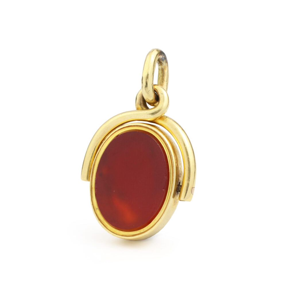 Antique Pharaoh Gold and Carnelian Spinner Pendant