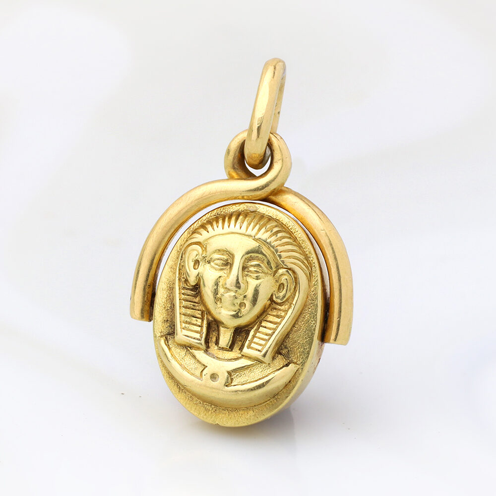Antique Pharaoh Gold and Carnelian Spinner Pendant