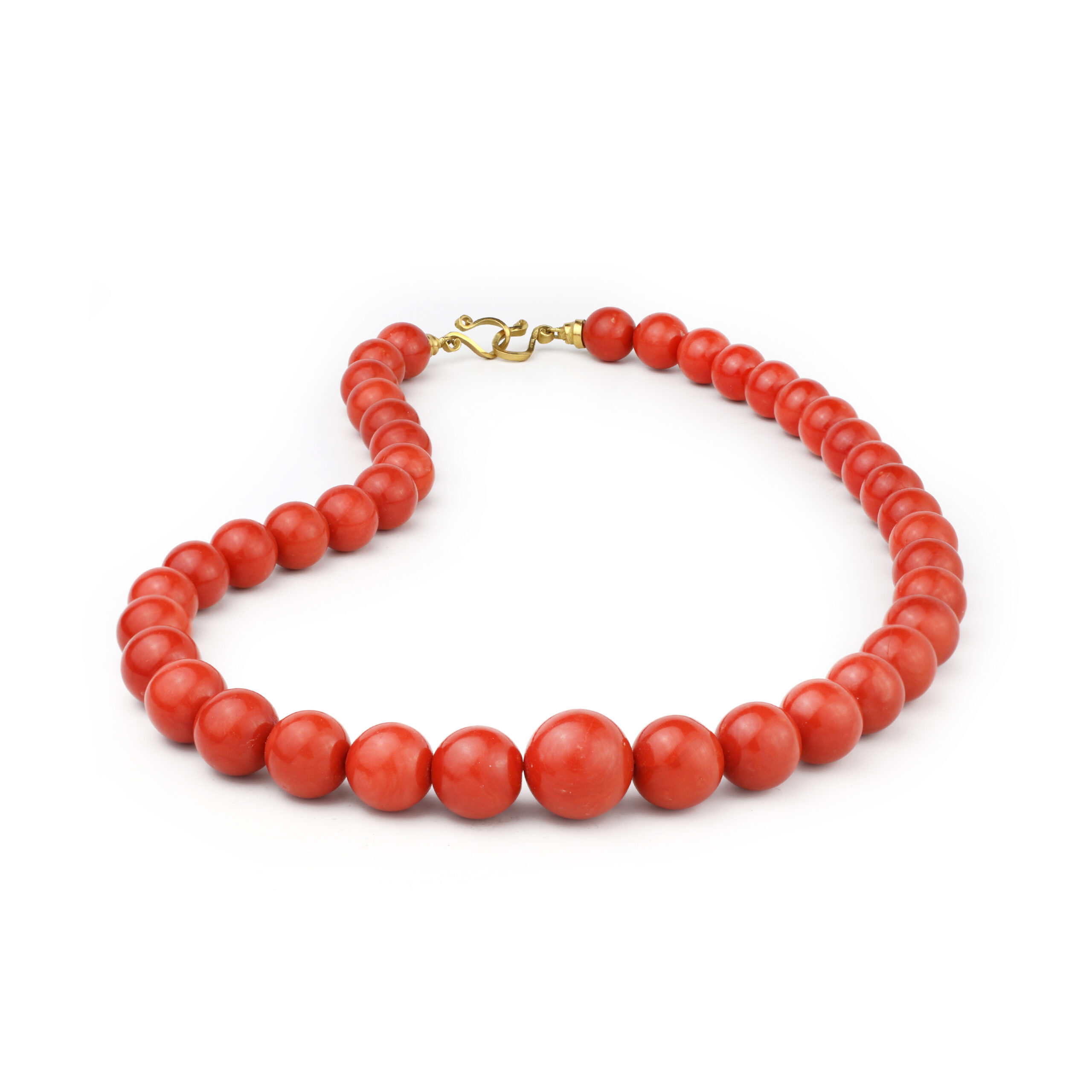 Orangey Red Coral Bead Long Necklace