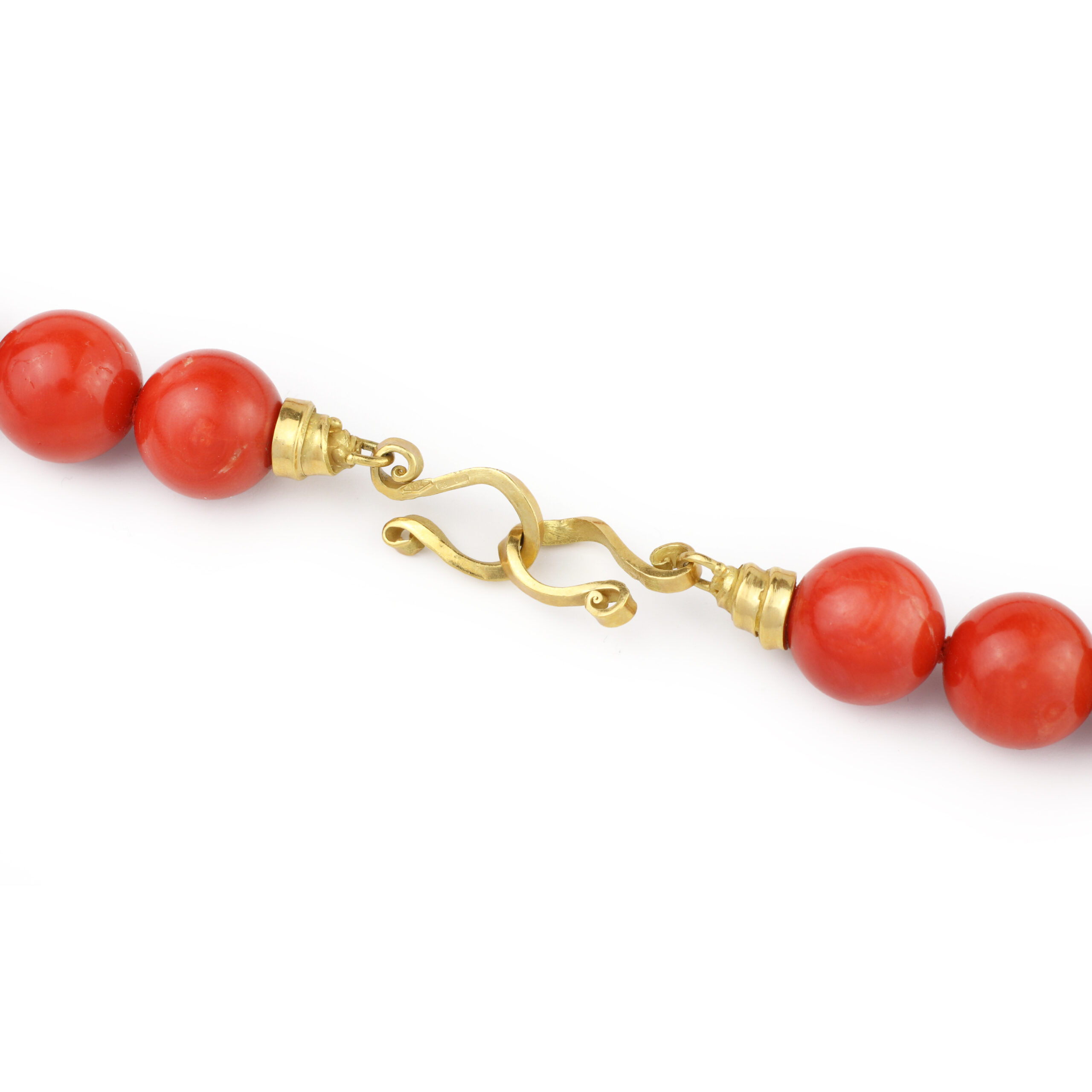 Orangey Red Coral Bead Long Necklace