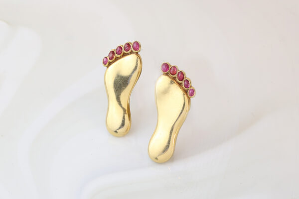 Ruby and Gold Feet Clip Brooches attributed to Paul Flato