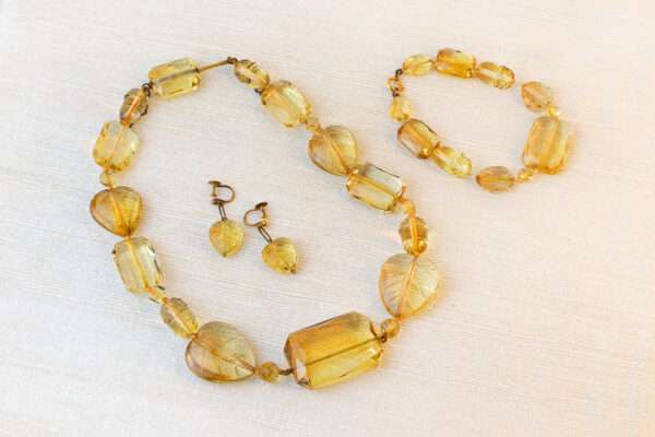 Antique Carved Citrine Bead Suite