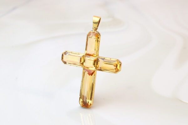 Antique Topaz and Gold Cross Pendant