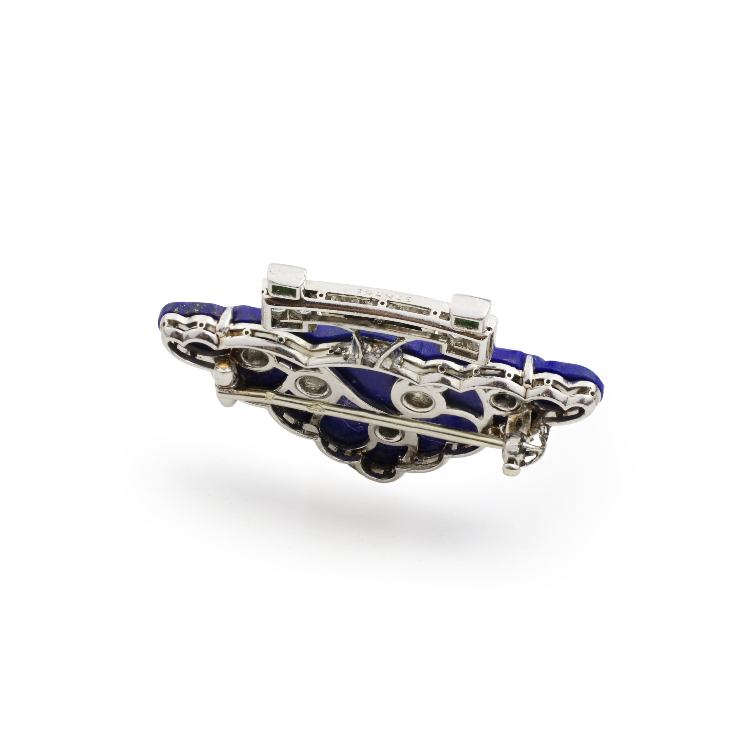 French Art Deco Lapis Lazuli, Diamond and Jade Topiary Brooch