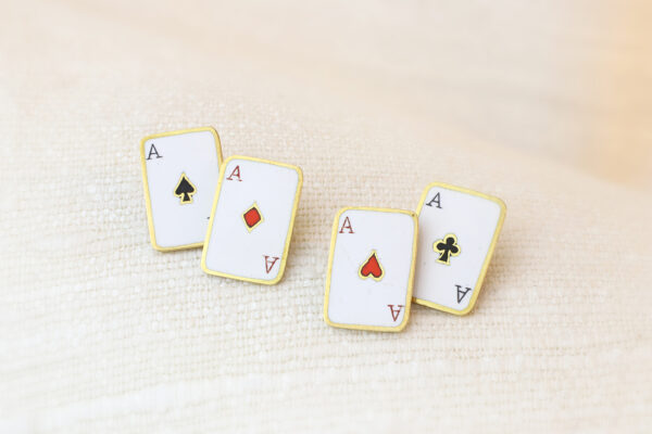 Ace “Four of a Kind” Cards Enamel and Gold Cufflinks