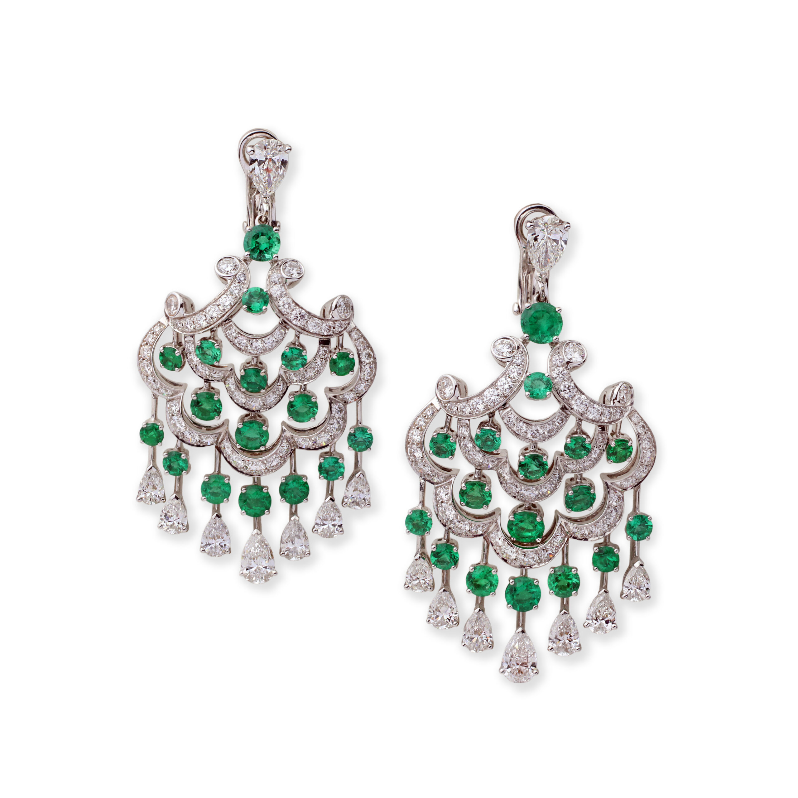 Graff Emerald and Diamond Chandelier Ear Pendants