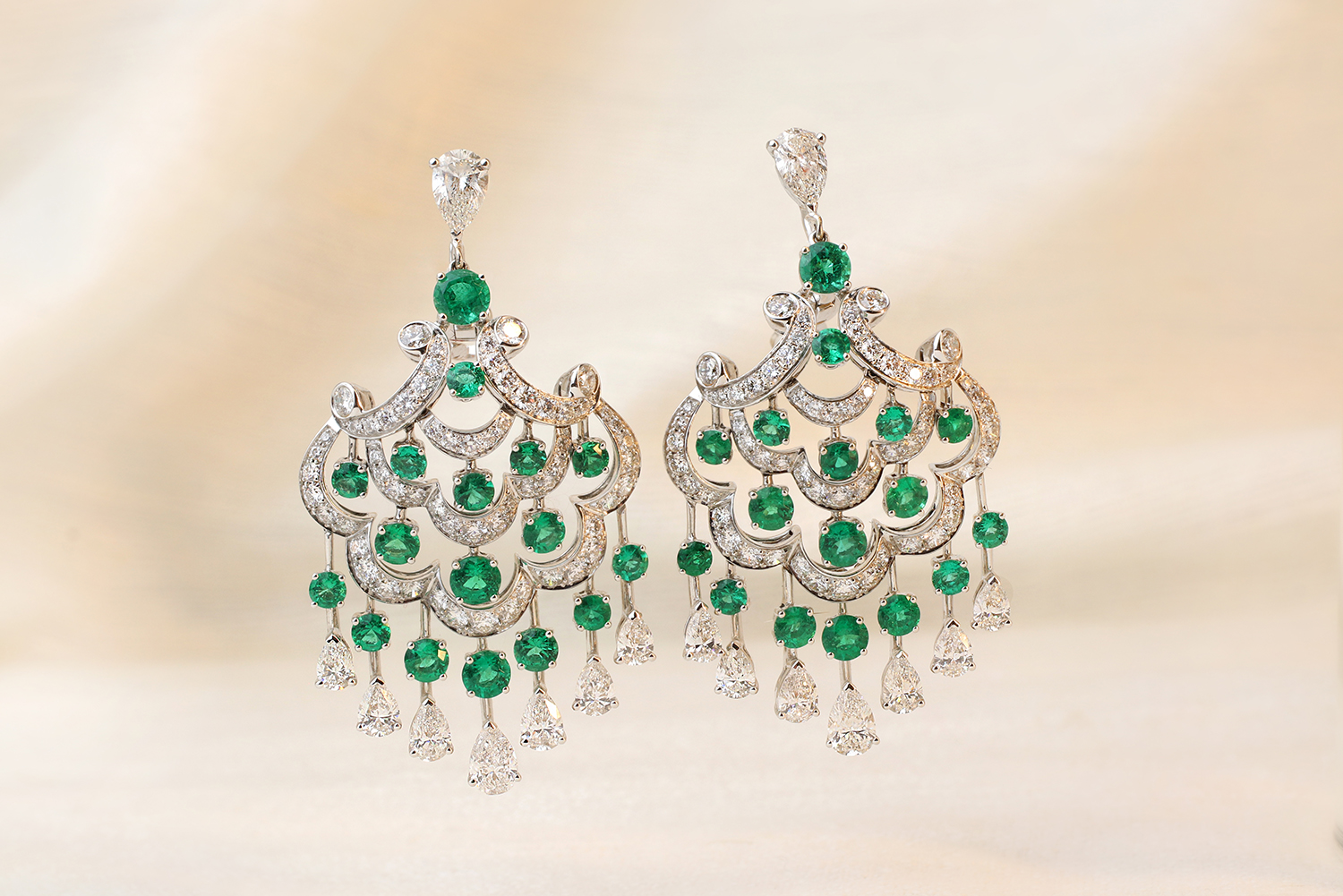 Graff Emerald and Diamond Chandelier Ear Pendants