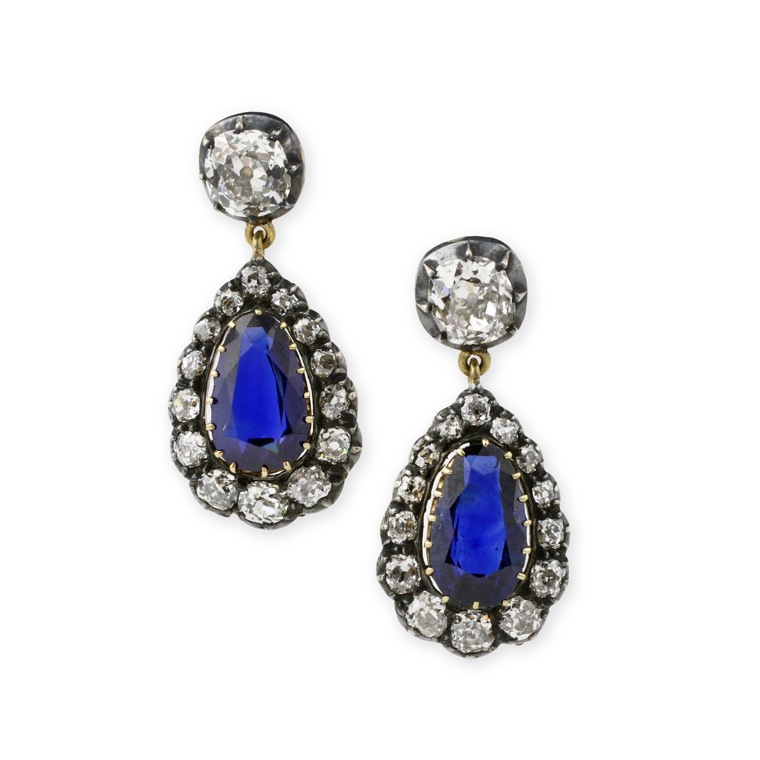 Antique Sapphire and Diamond Ear Pendant