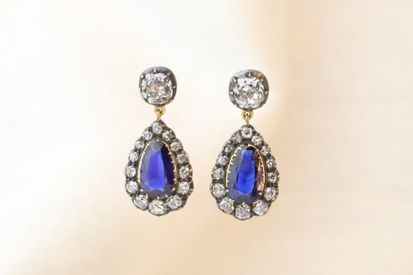 Antique Sapphire and Diamond Ear Pendant