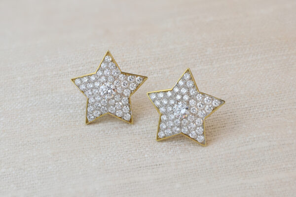 Diamond and Gold Star Ear Clips