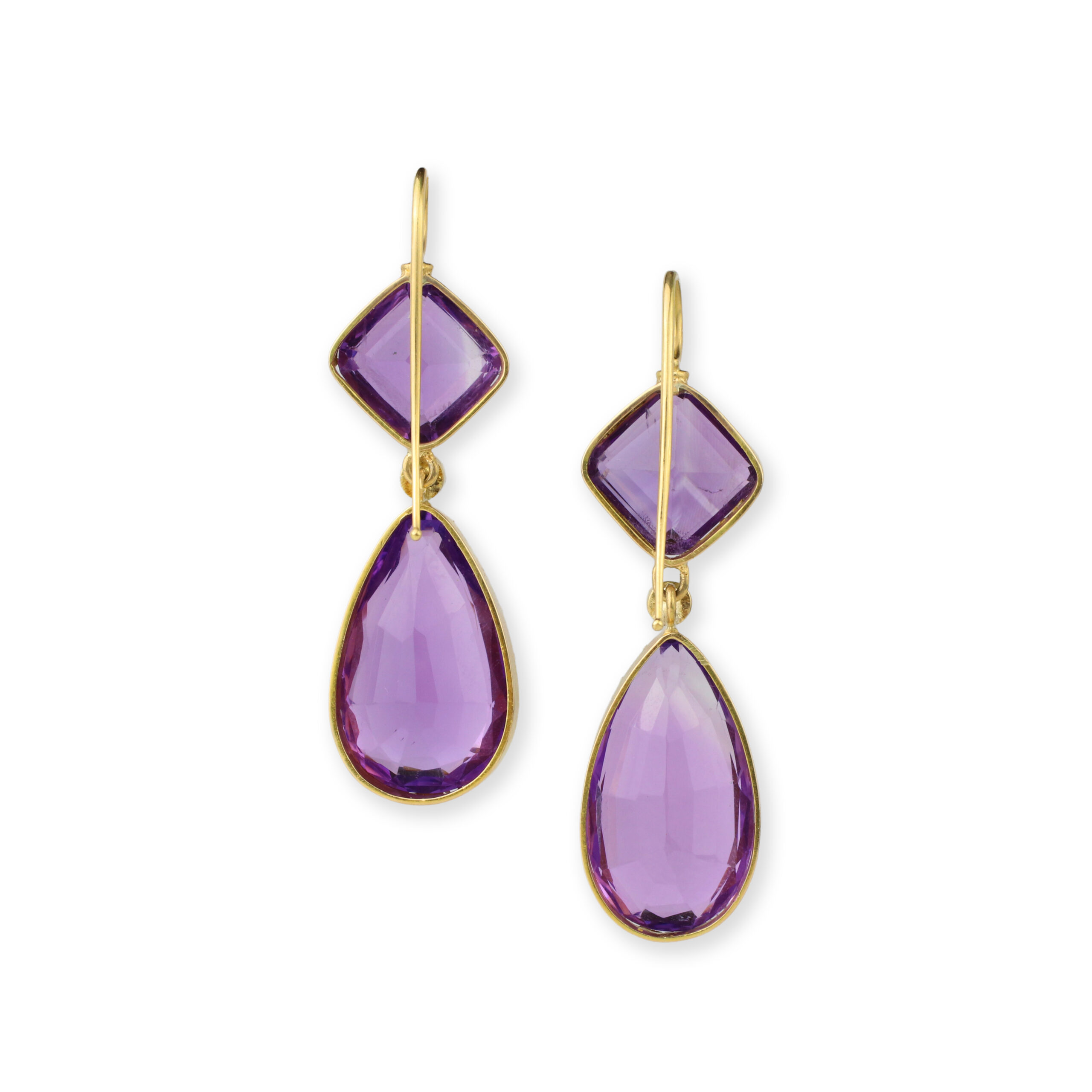 Antique Amethyst and Diamond Ear Pendants
