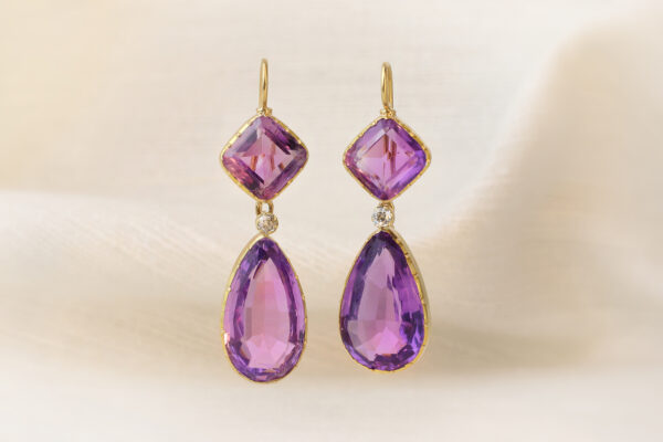 Antique Amethyst and Diamond Ear Pendants