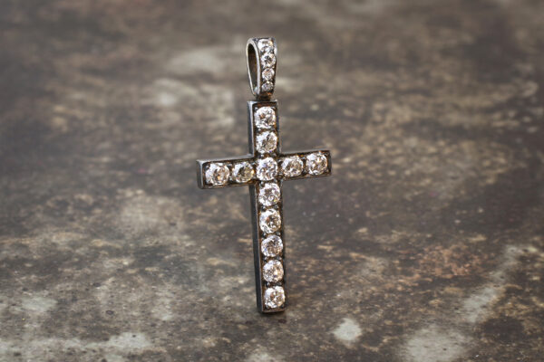 Antique Diamond, Silver and Gold Cross Pendant