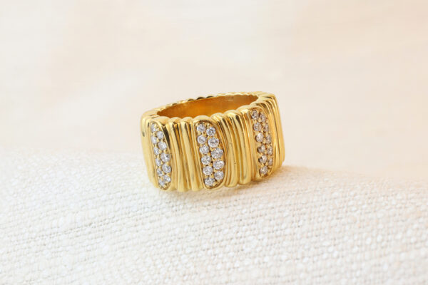 Cartier Diamond and Sculpted Gold Band Ring
