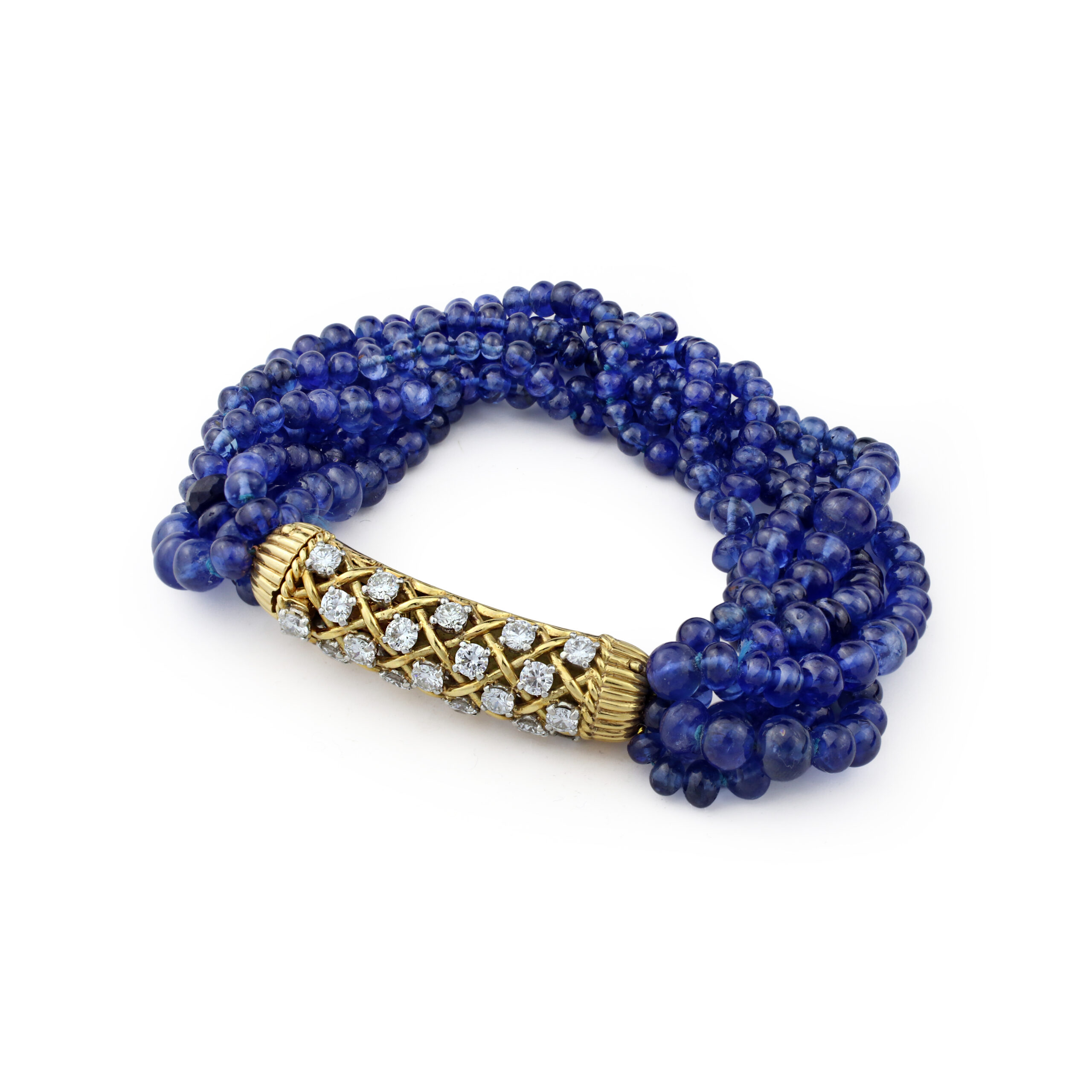Cartier Mid Century 'Torsade’ Sapphire Bead and Diamond Bracelet
