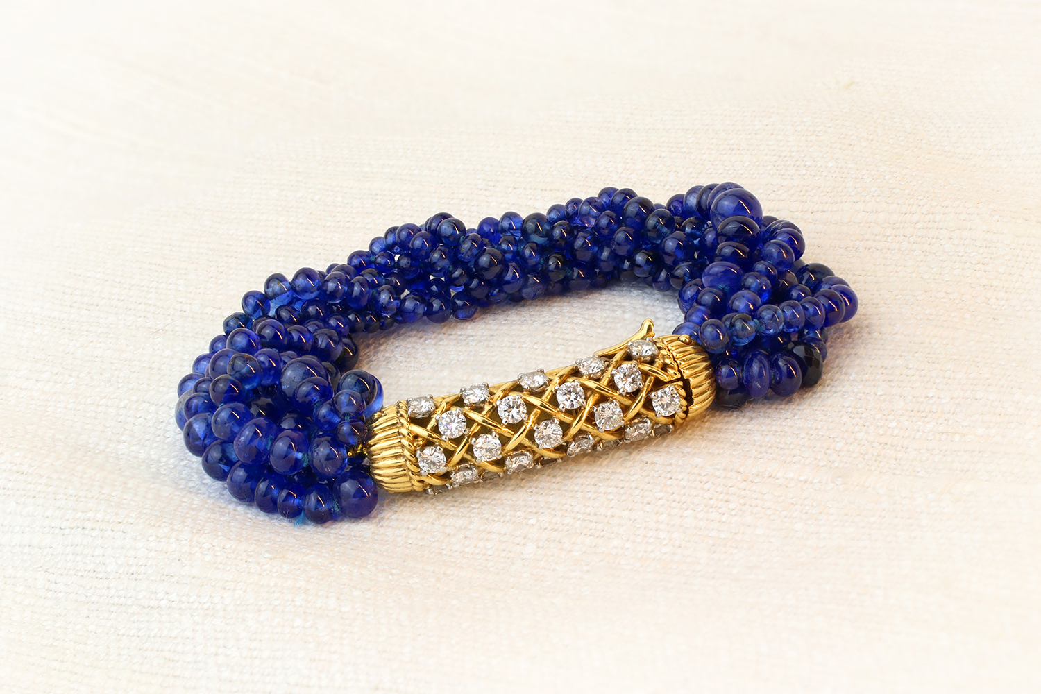 Cartier Mid Century 'Torsade’ Sapphire Bead and Diamond Bracelet