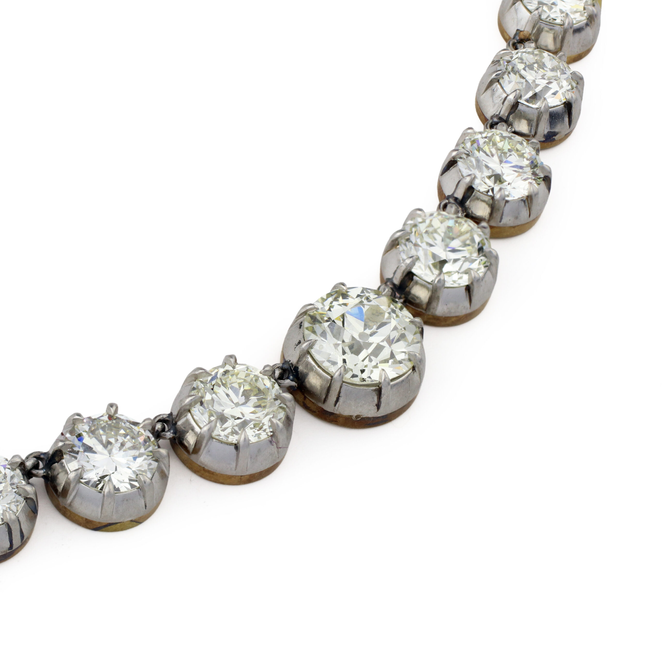 Antique Diamond, Platinum and Gold Riviere Necklace