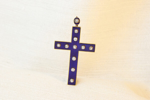 Antique Enamel and Diamond Cross Pendant