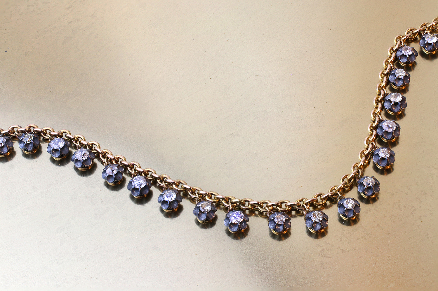 Diamond Silver and Gold Fringe Bracelet