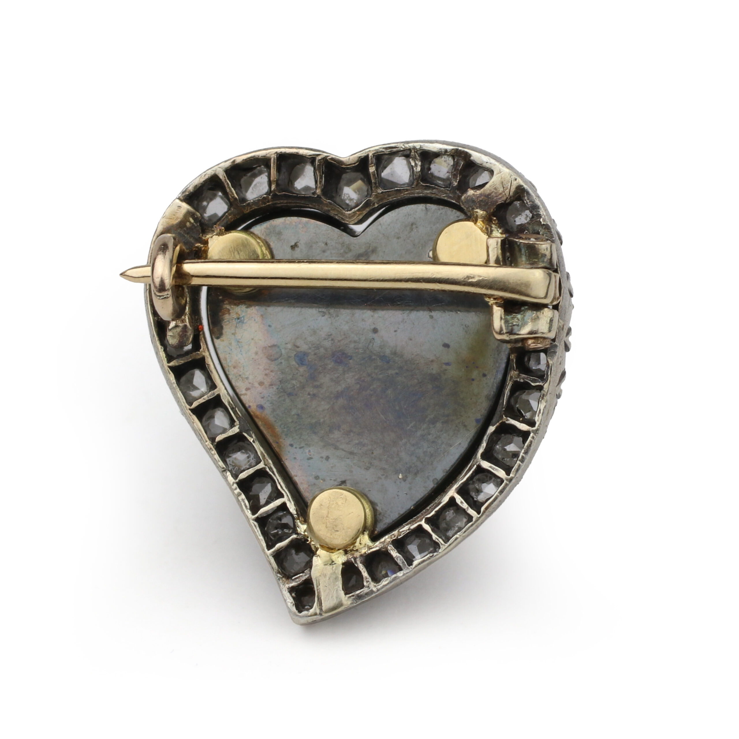Diamond, Gold and Silver Witch's Heart Shape Brooch