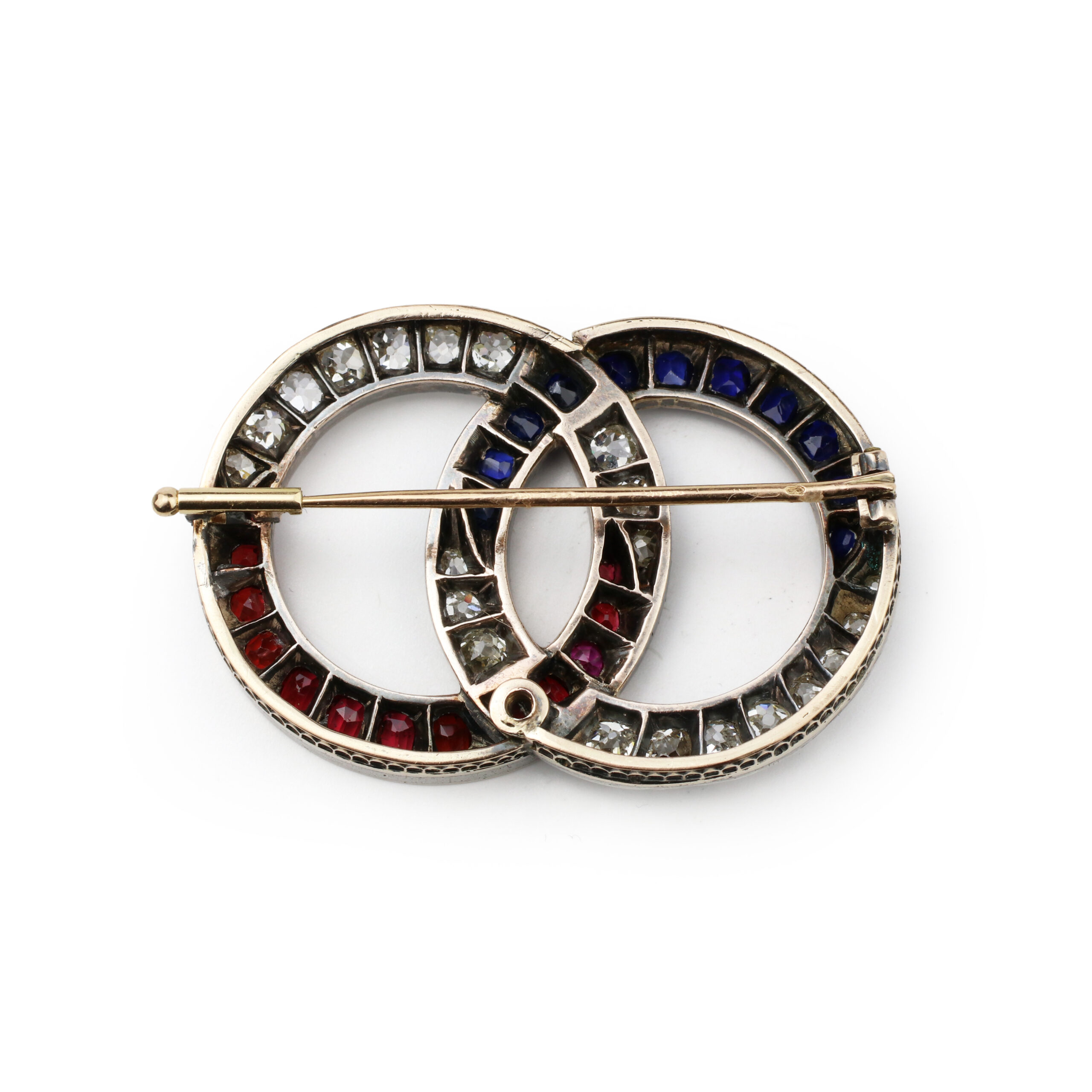 Antique Diamond, Ruby and Sapphire Brooch