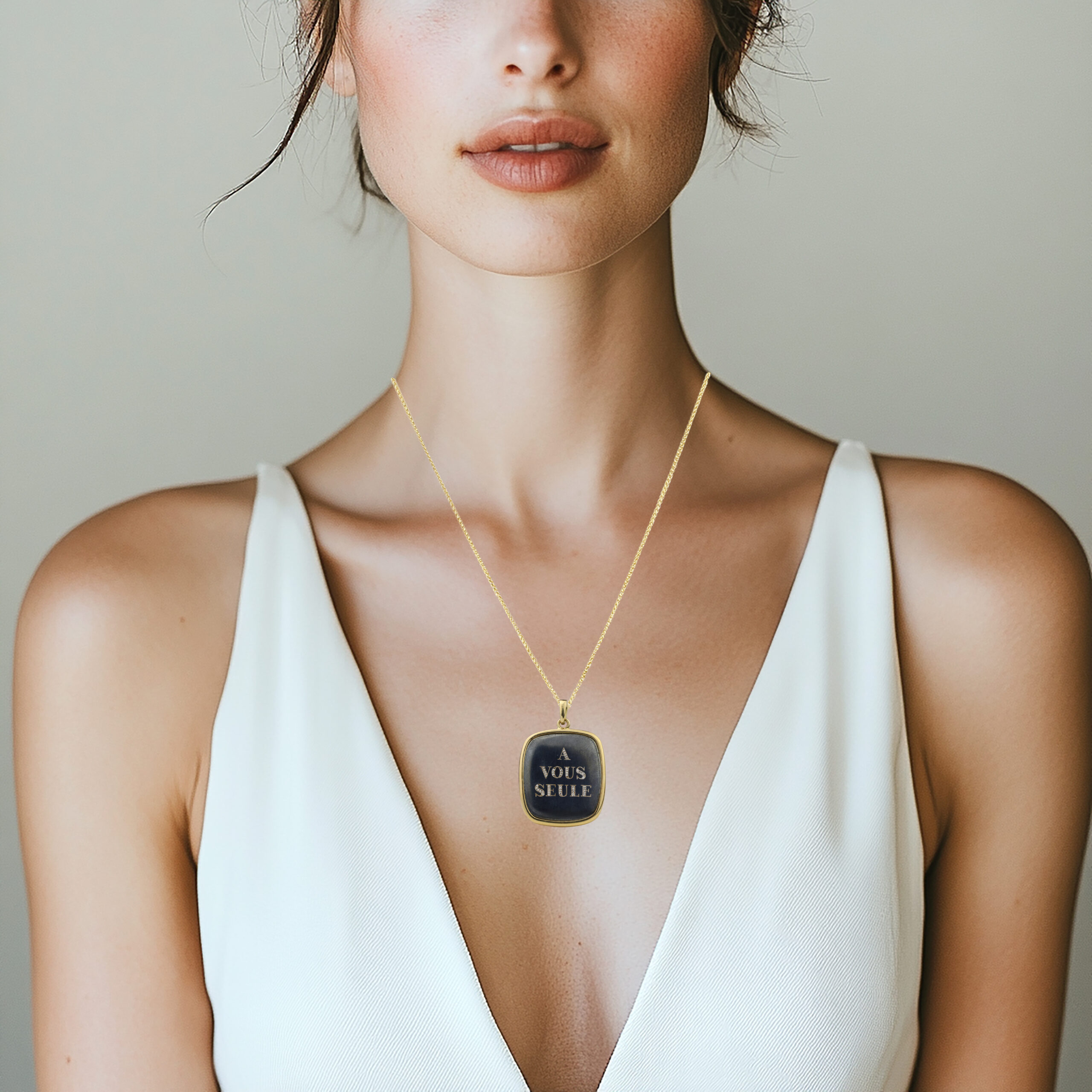 Diamond and Gold Epigram 'A VOUS SEULE' Pendant