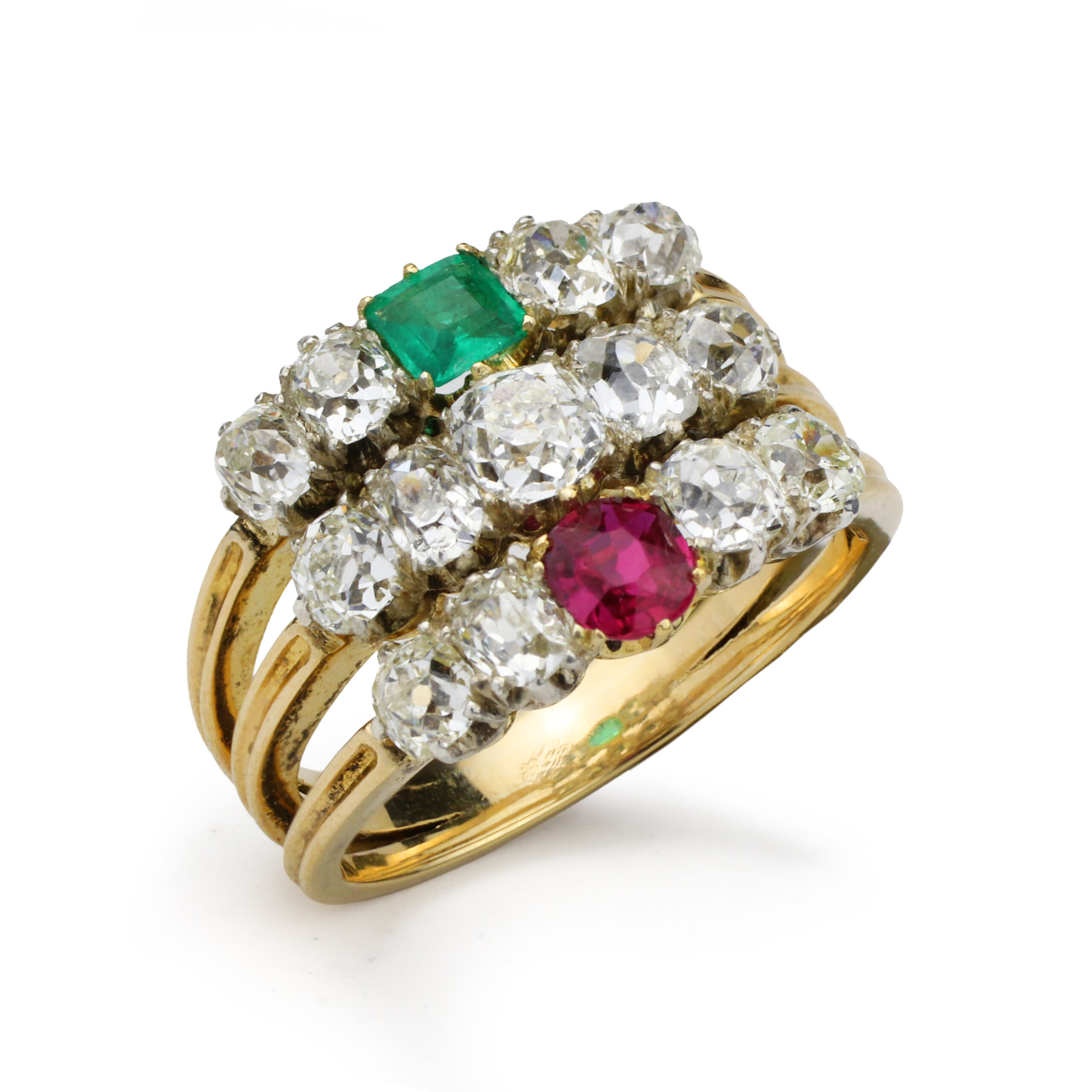 Antique Ruby, Emerald and Diamond Ring