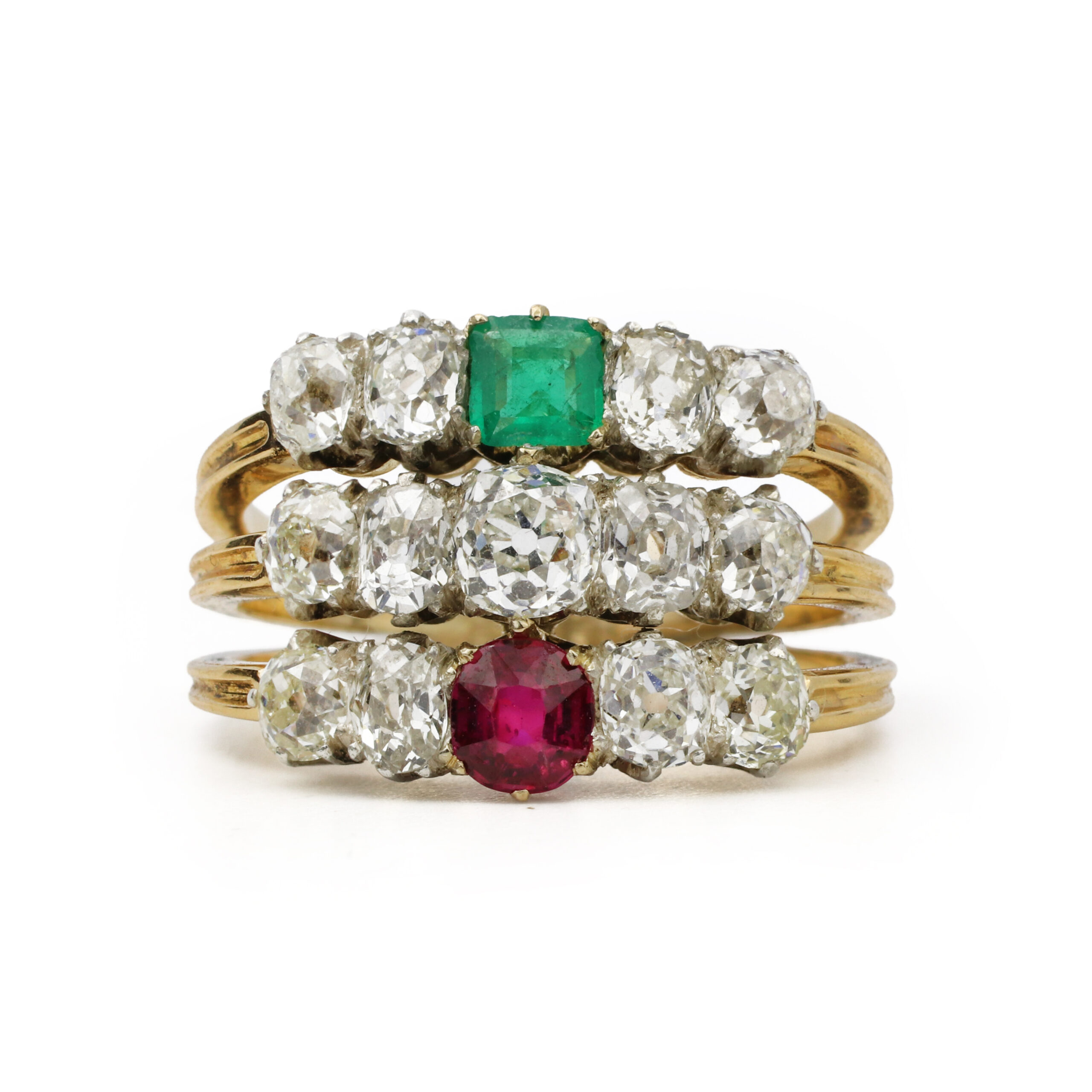 Antique Ruby, Emerald and Diamond Ring