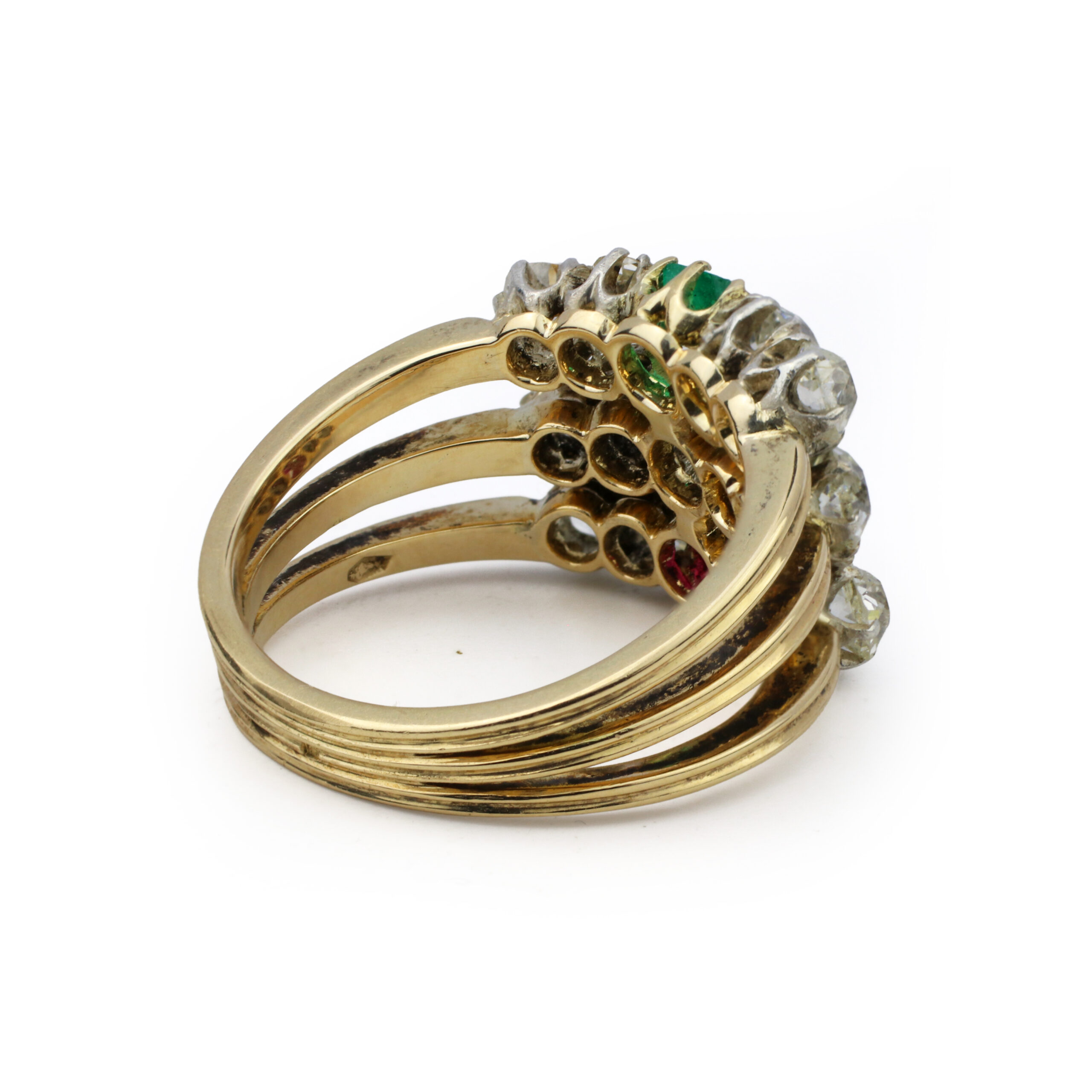 Antique Ruby, Emerald and Diamond Ring