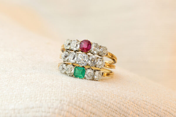 Antique Ruby, Emerald and Diamond Ring