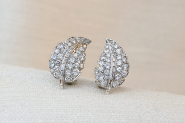 Van Cleef & Arpels ‘Feuilles’ Diamond, Platinum and White Gold Earrings