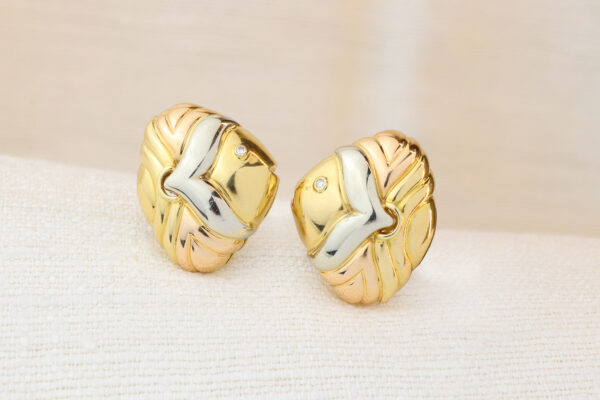 Bulgari ‘Naturalia Marina’ Diamond and Tri Colored Gold Ear Clips