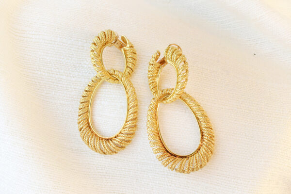 Boucheron Textured Gold Ear Pendants