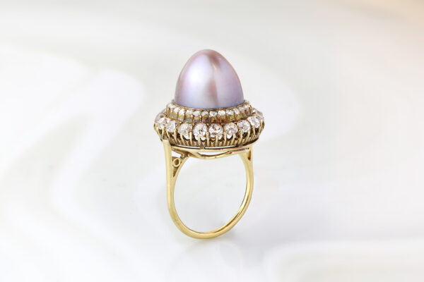 Antique Natural Pearl and Diamond Ring