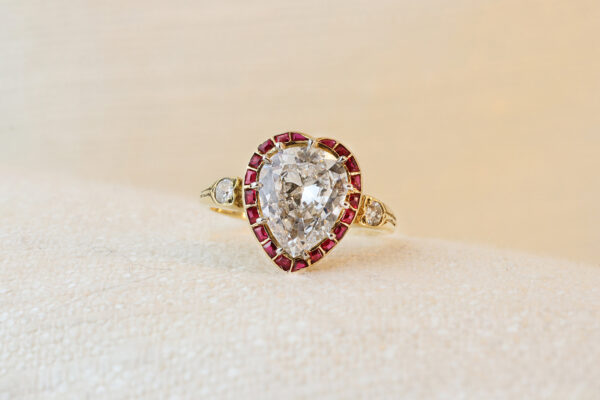 Antique Diamond and Ruby Heart Shape Ring