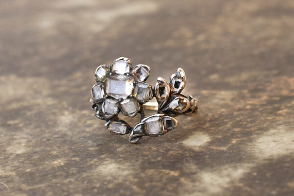 Antique Table Cut Diamond Set Floral Ring