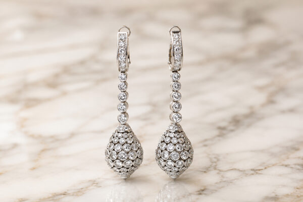 Cartier ‘Taj Mahal’ Diamond and Platinum Ear Pendants