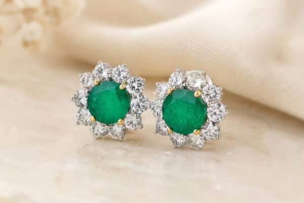 Cartier Mid Century Emerald and Diamond Ear Clips