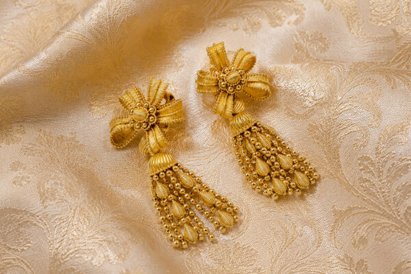 Tiffany & Co. Mid Century Bow and Tassel Gold Ear Pendants