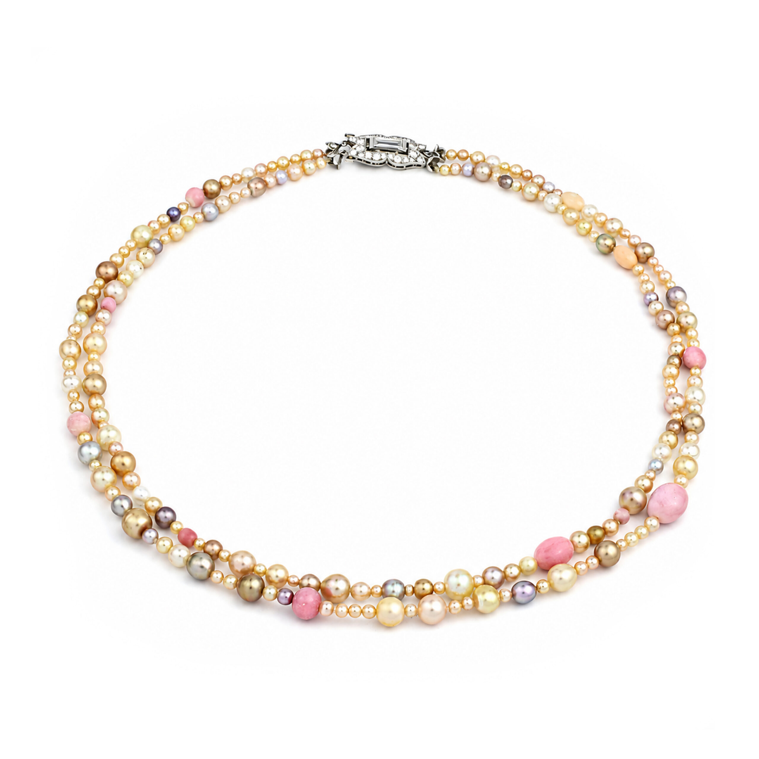 Art Deco Natural Pearl and Conch Pearl Necklace