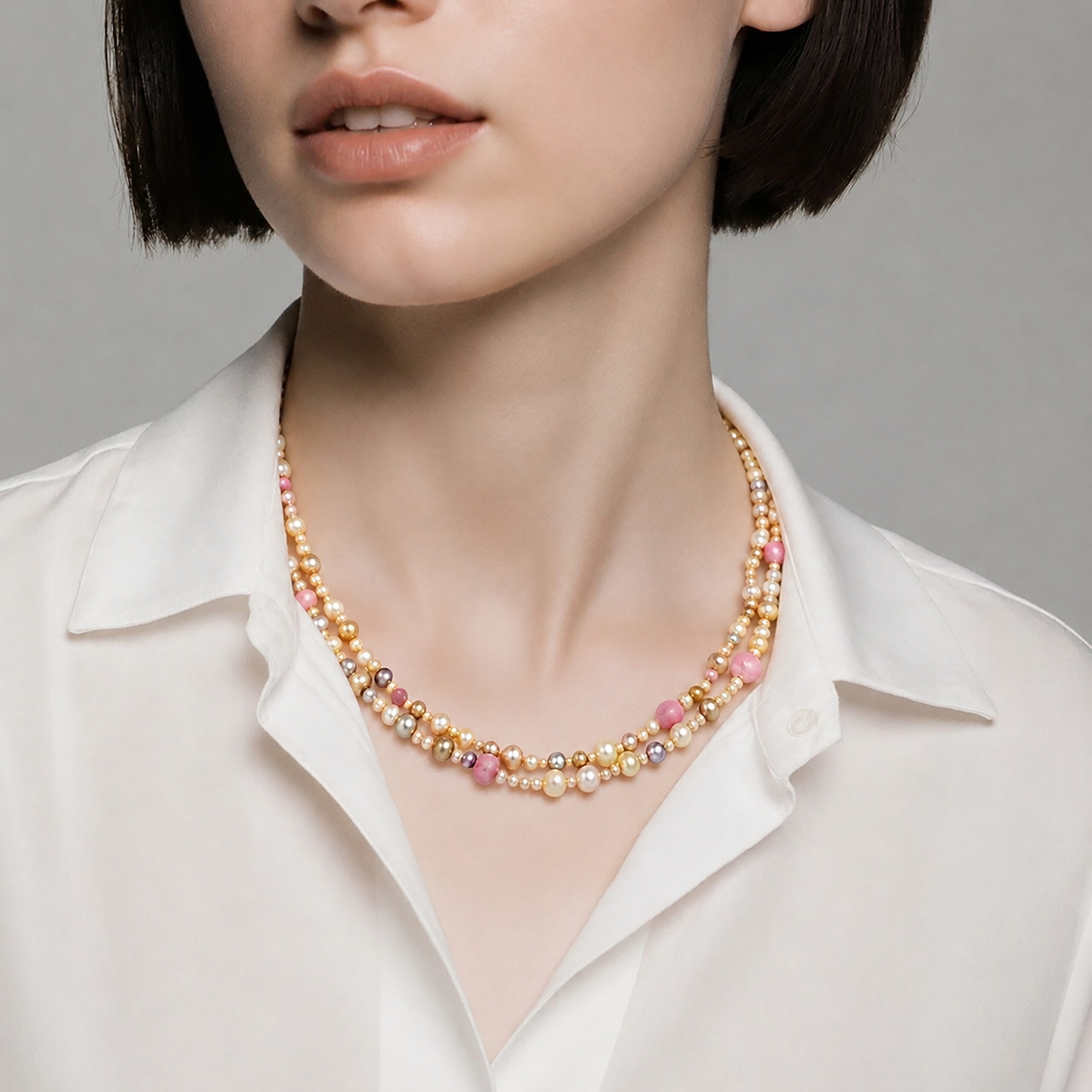 Art Deco Natural Pearl and Conch Pearl Necklace
