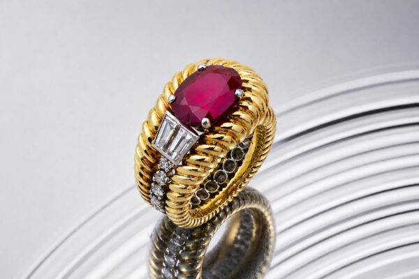 Cartier Mid Century Ruby and Diamond Ring