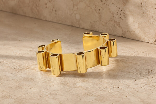 Retro Sculpted Gold Cuff Bracelet