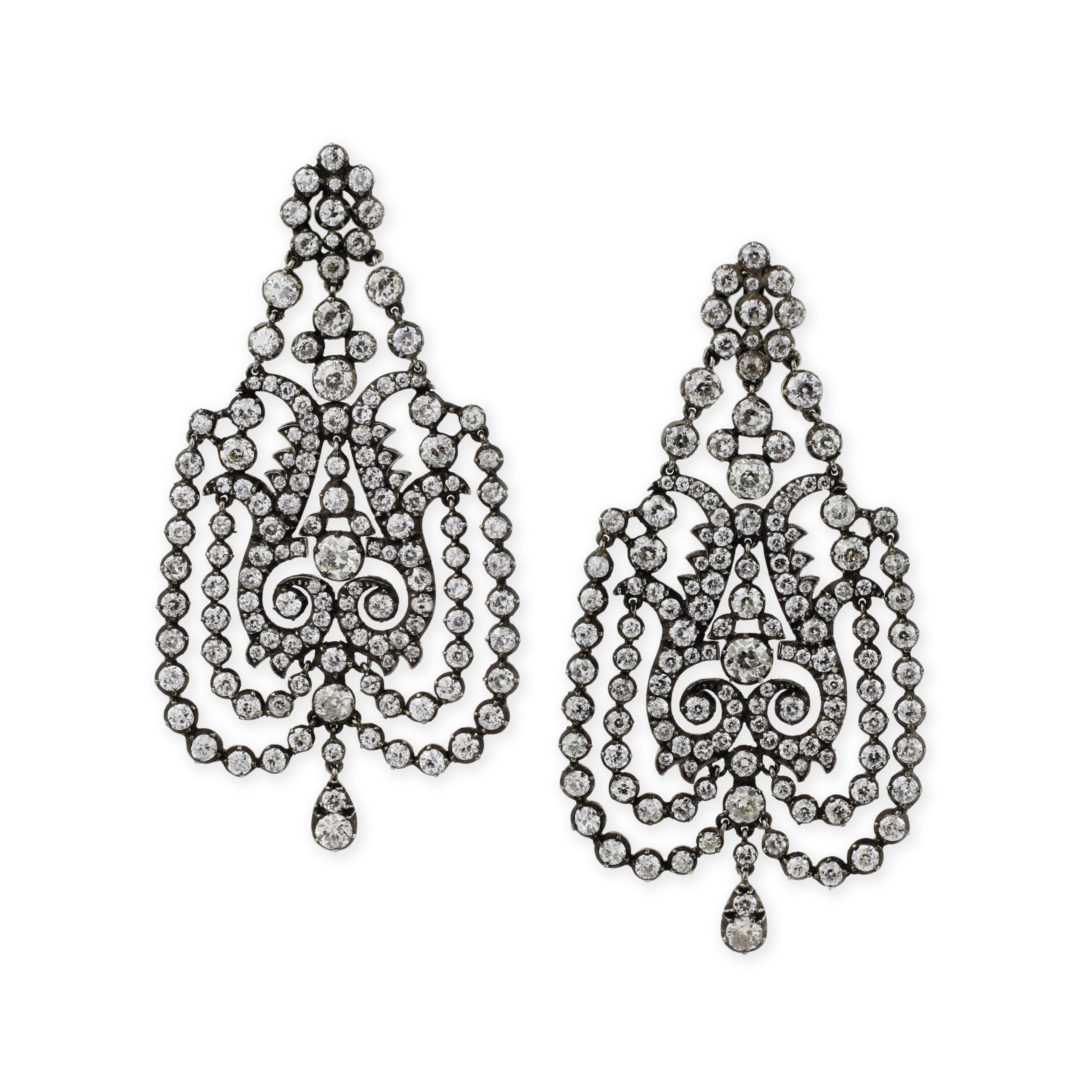 Diamond Set Chandelier Ear Pendants