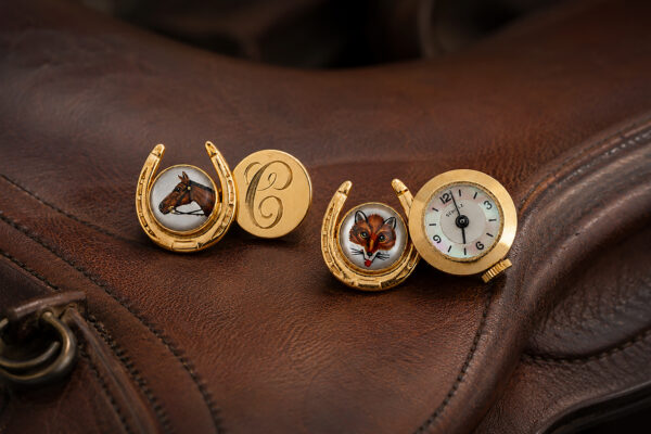 Retro Hunting Themed Essex Crystal and Watch Cufflinks