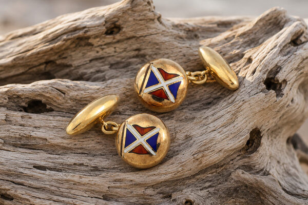 Bulgari Enamel and Gold Cufflinks