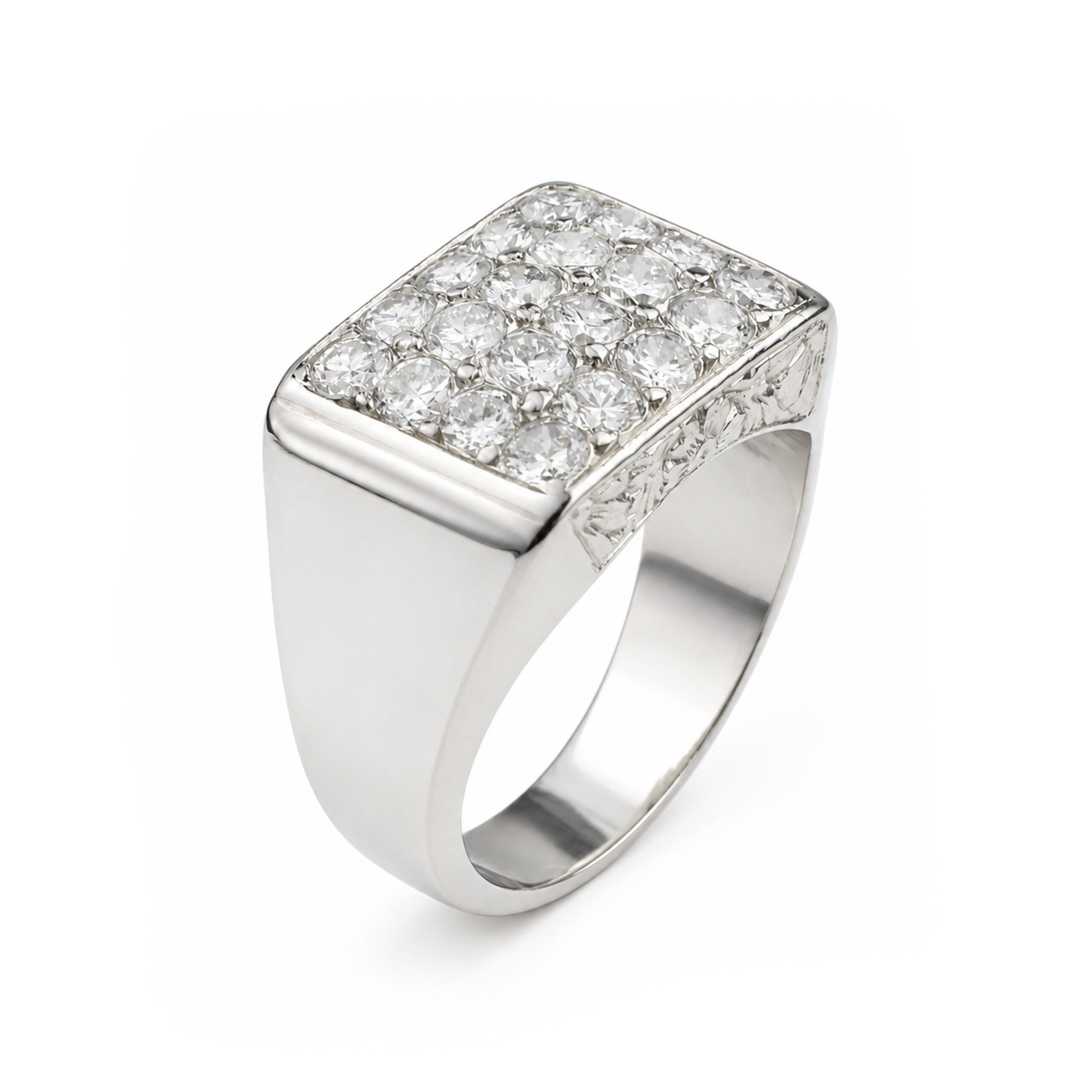French Mid Century Diamond and Platinum Ring