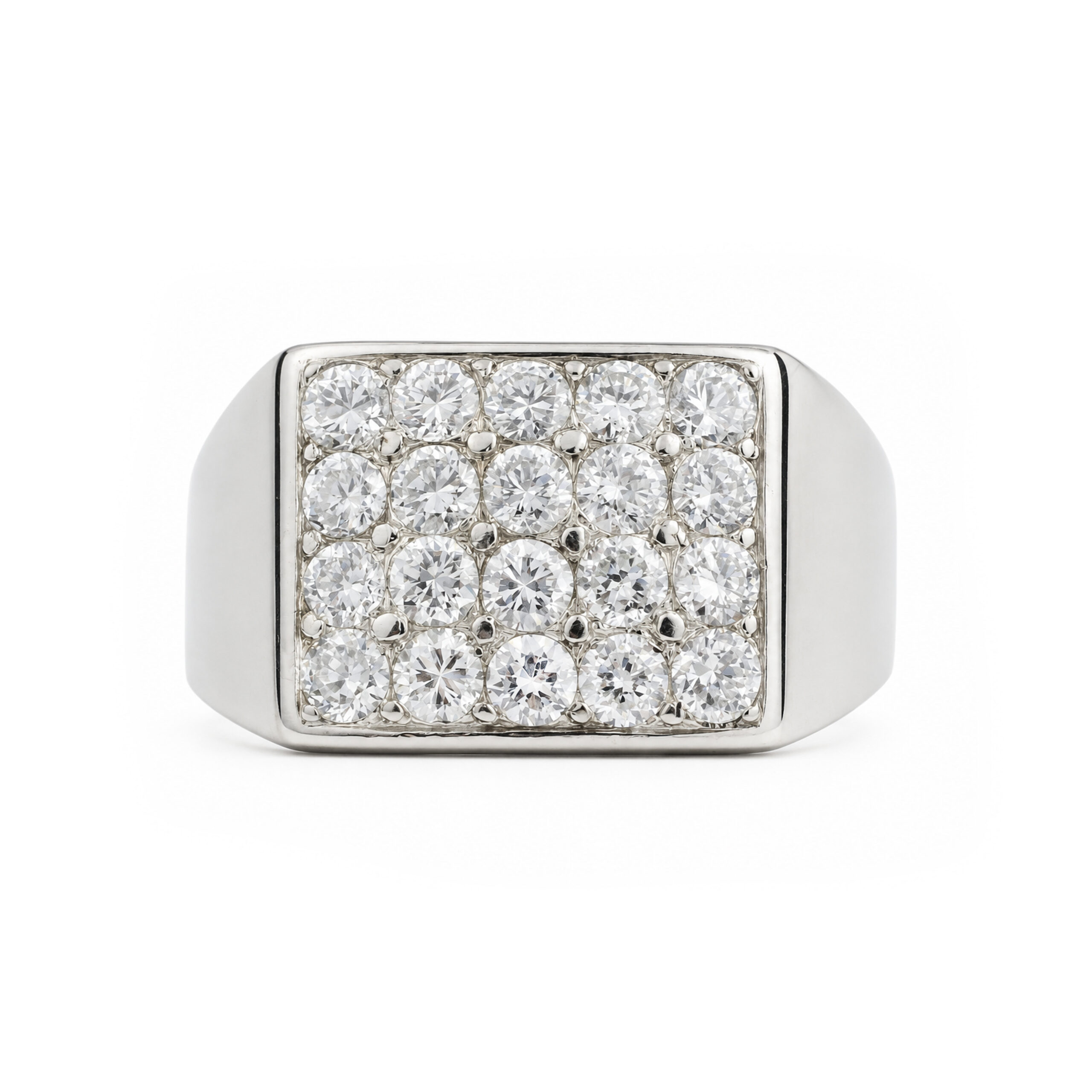 French Mid Century Diamond and Platinum Ring