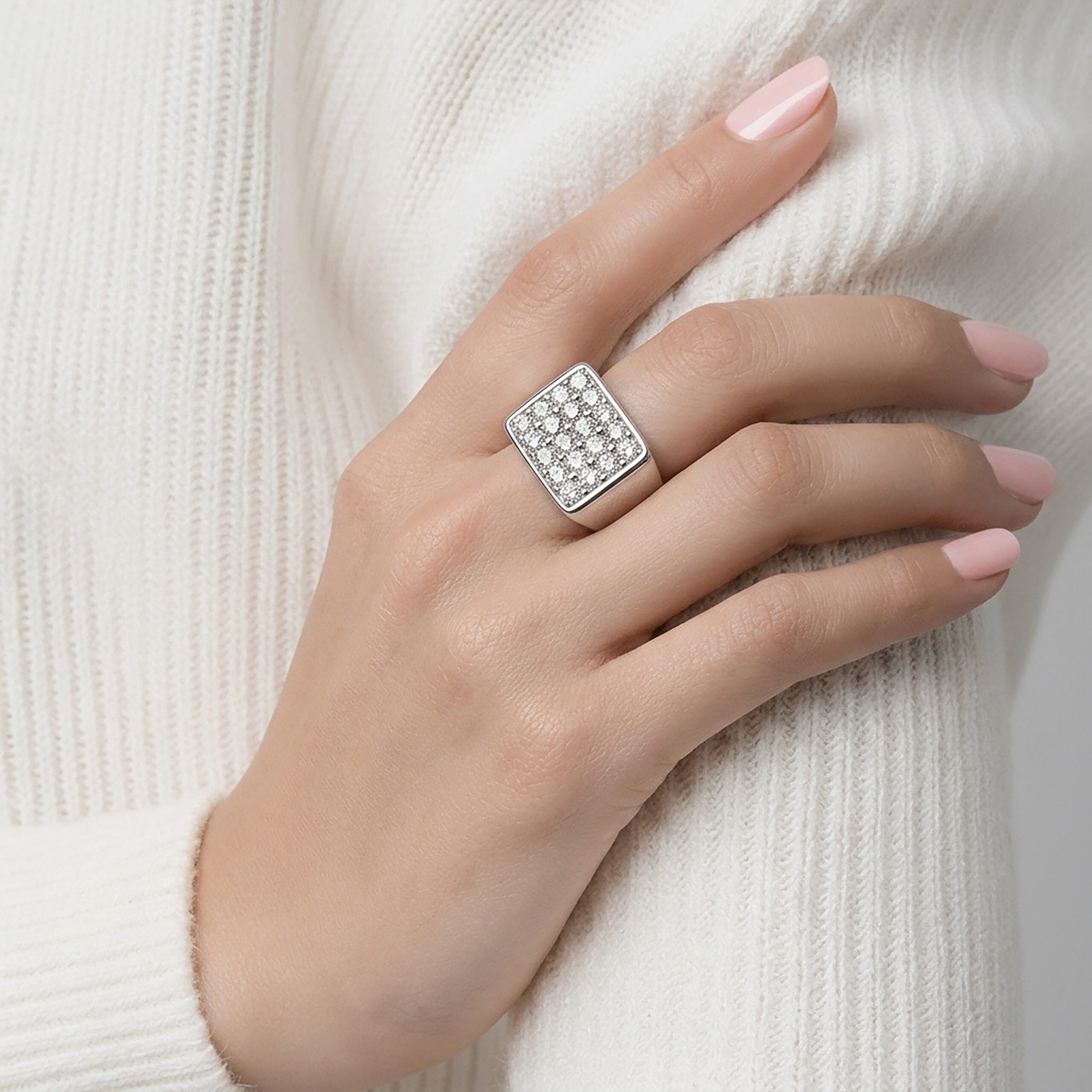 French Mid Century Diamond and Platinum Ring